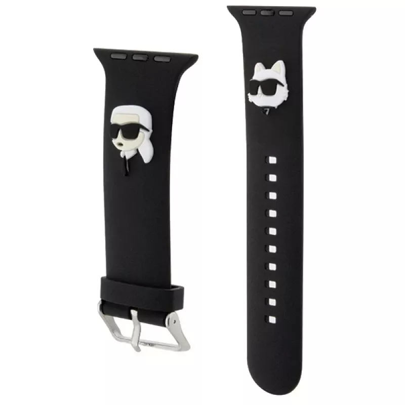 Karl Lagerfeld 3D Rubber Karl & Choupette Heads NFT Apple Watch -ranneke 38/40/41mm musta