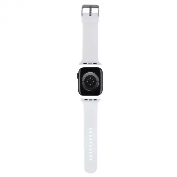Karl Lagerfeld ranneke KLAWMSLKCNH Apple Watch 38/40/41mm valkoinen ranneke 3D Rubber Karl & Choupette Heads