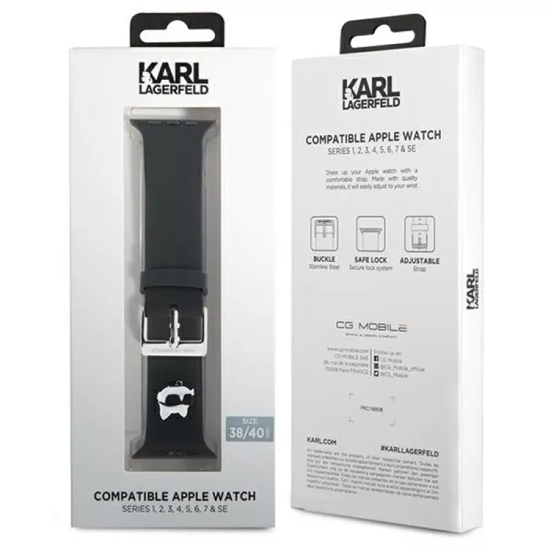 Karl Lagerfeld 3D Rubber Choupette Head -ranneke Apple Watch 38/40/41mm musta