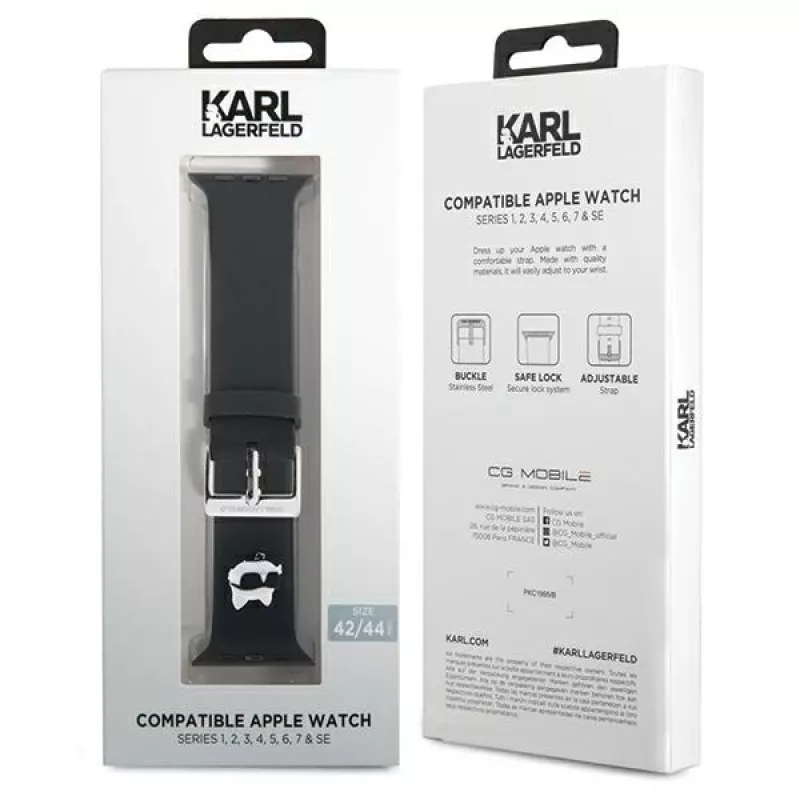 Karl Lagerfeld 3D Rubber Choupette Head Apple Watch -ranneke 42/44/45/49mm musta