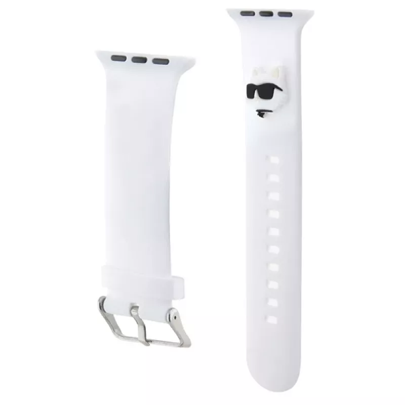 Karl Lagerfeld 3D Rubber Choupette Head Apple Watch -ranneke 42/44/45/49mm valkoinen