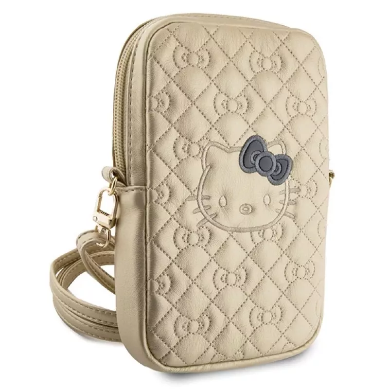 Hello Kitty tikattu rusetti -ranneke crossbody-puhelinlaukku kulta