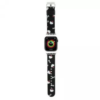 Hello Kitty HKAWMPSAPSK Apple Watch -ranneke 38/40/41mm musta silikoni Heads & Bows -kuvio