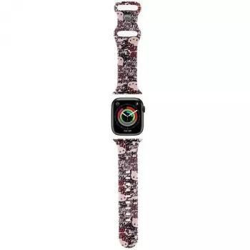 Hello Kitty HKAWMSDGPTP silikoniranneke Apple Watch 38/40/41 mm pinkki Graffiti Tags