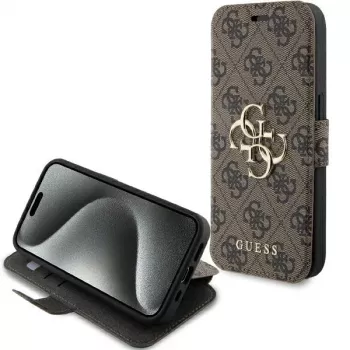 Guess GUBKP15L4GMGBR iPhone 15 Pro 6,1 tuuman foliokotelo ruskea 4G metallilogo