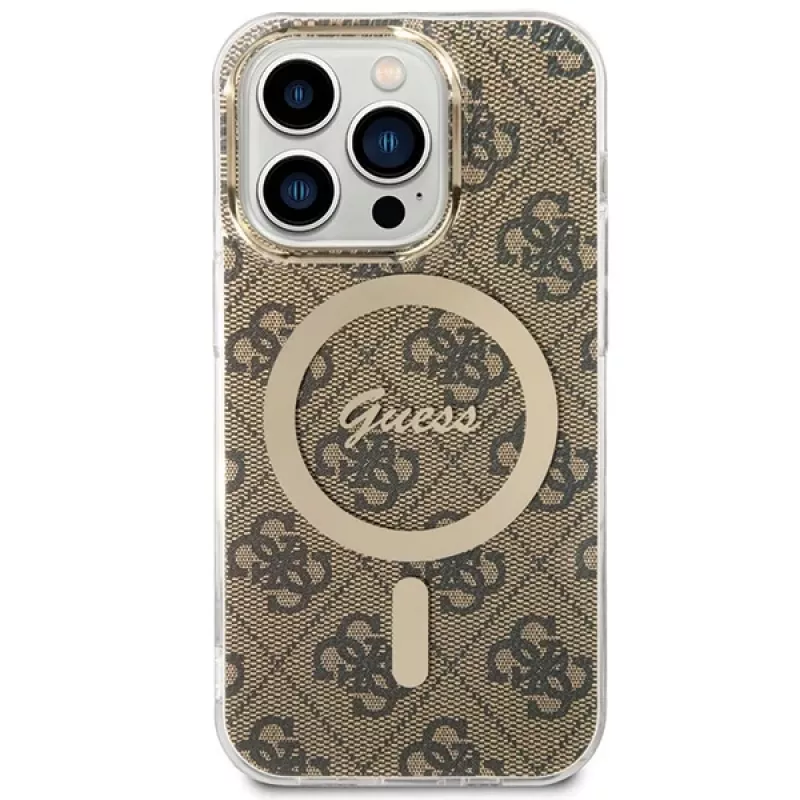 Guess GUHMP15LH4STW hardcase Apple iPhone 15 Pro 6,1 tuuman ruskea IML 4G MagSafe