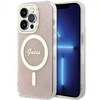 Guess GUHMP15LH4STP hardcase Apple iPhone 15 Pro 6,1 tuuman pinkki IML 4G MagSafe