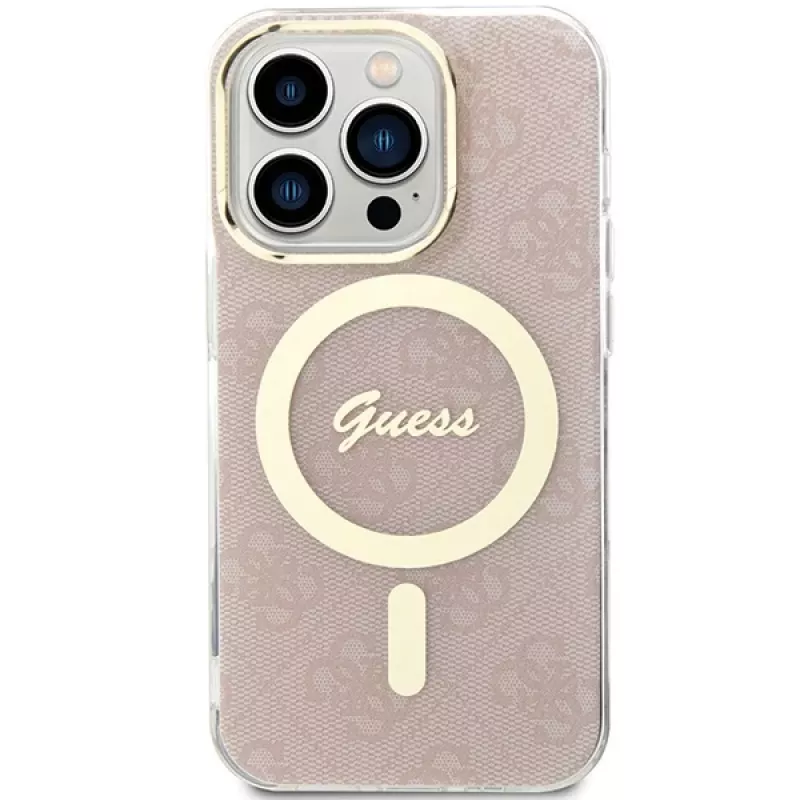 Guess GUHMP15LH4STP hardcase Apple iPhone 15 Pro 6,1 tuuman pinkki IML 4G MagSafe