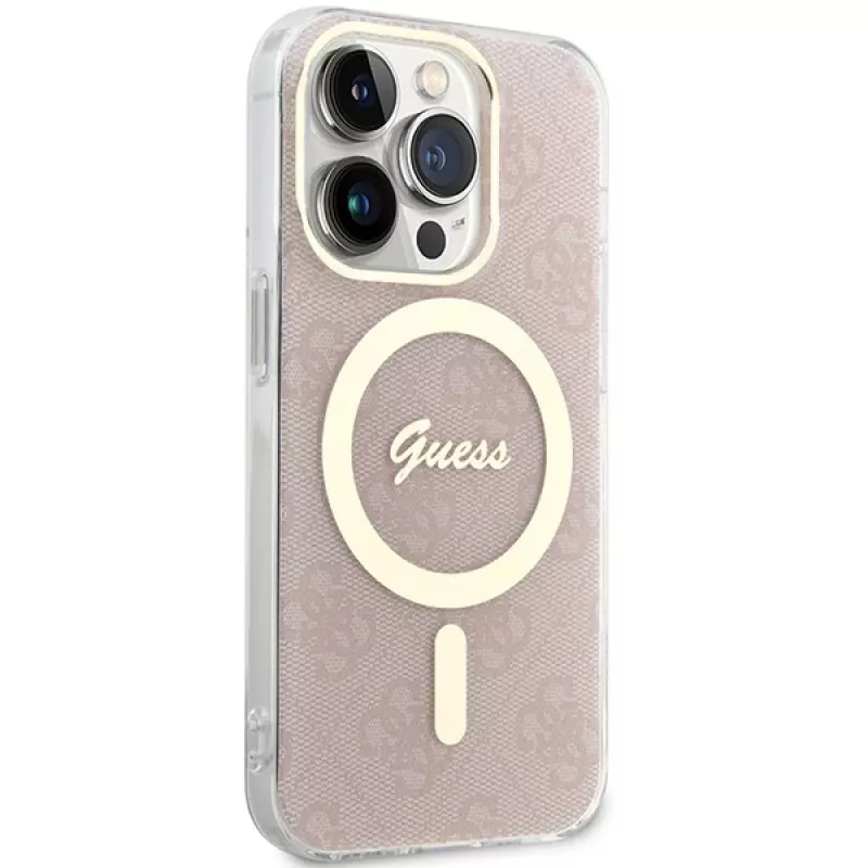 Guess GUHMP15LH4STP hardcase Apple iPhone 15 Pro 6,1 tuuman pinkki IML 4G MagSafe