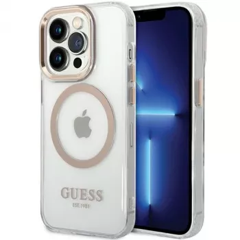 Guess GUHMP15LHTRMD Metal Outline -hardcase Apple iPhone 15 Pro 6,1 tuuman kulta MagSafe