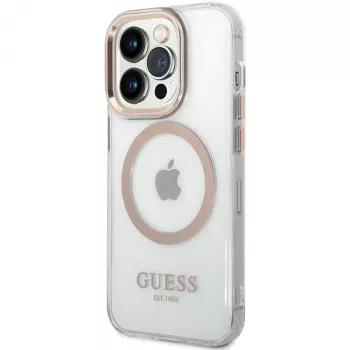 Guess GUHMP15LHTRMD Metal Outline -hardcase Apple iPhone 15 Pro 6,1 tuuman kulta MagSafe