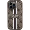 Guess GUHMP15LP4RPSW iPhone 15 Pro 6,1 tuuman hardcase ruskea painetut raidat MagSafe
