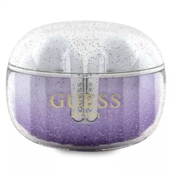 Guess Glitter Gradient True Wireless Bluetooth -nappikuulokkeet latauskotelolla (violetti)