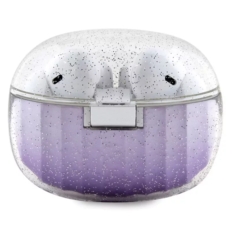 Guess Glitter Gradient True Wireless Bluetooth -nappikuulokkeet latauskotelolla (violetti)