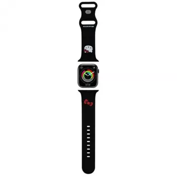 Hello Kitty HKAWLSCHBLK silikoniranneke Apple Watch 42/44/45/49 mm musta