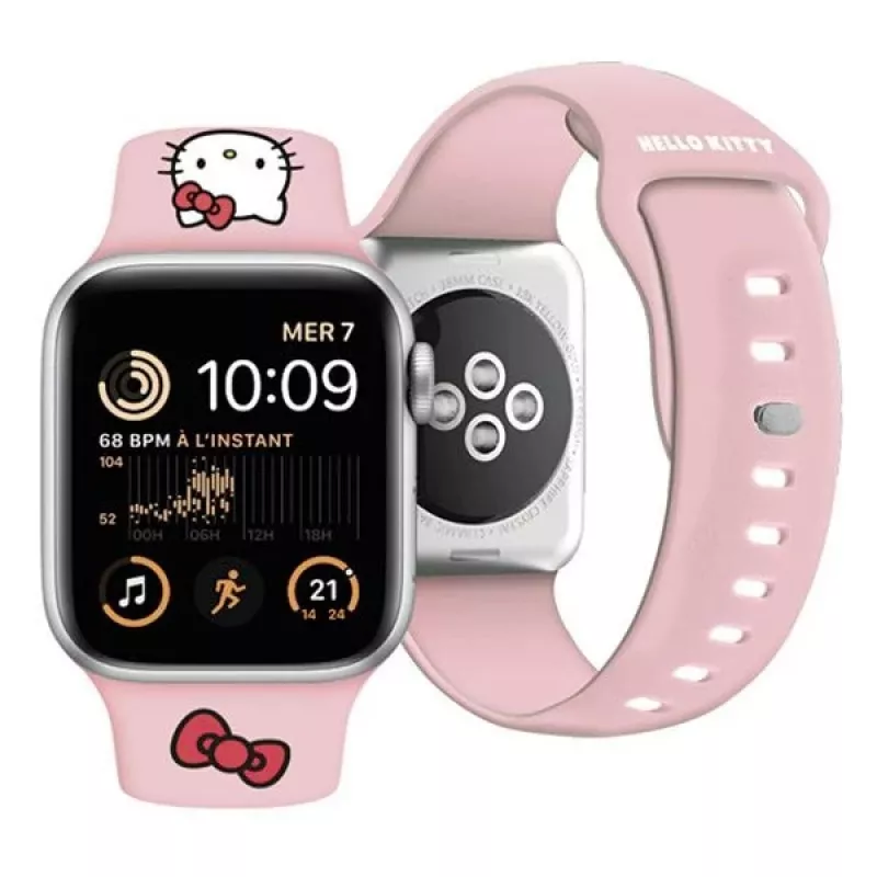 Hello Kitty HKAWLSCHBLP silikoniranneke Apple Watch 42/44/45/49 mm pinkki
