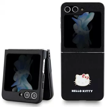 Hello Kitty HKHCZF5PGHDLMK Z Flip5 F731 musta hardcase metallilogo Kitty Head