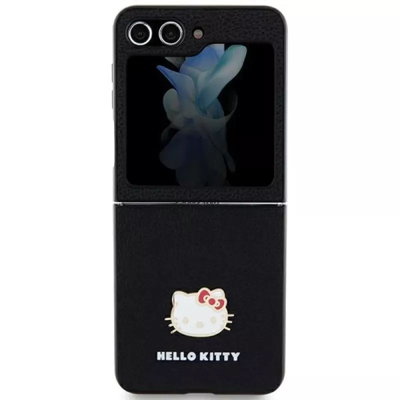 Hello Kitty HKHCZF5PGHDLMK Z Flip5 F731 musta hardcase metallilogo Kitty Head