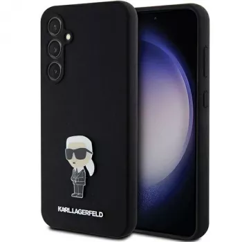 Karl Lagerfeld KLHCS23FEMHKNPK S23 FE S711 musta silikoni Ikonik Metal Pin -suojakotelo