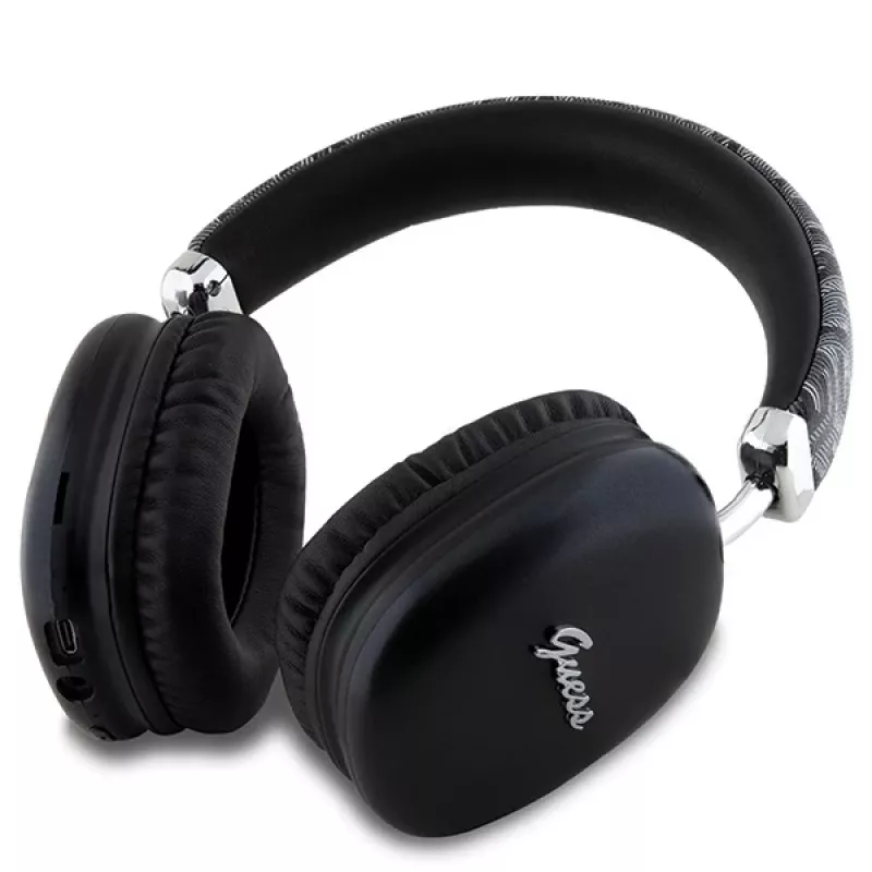 Guess Gcube Metallic Script Logo on-ear Bluetooth -kuulokkeet musta