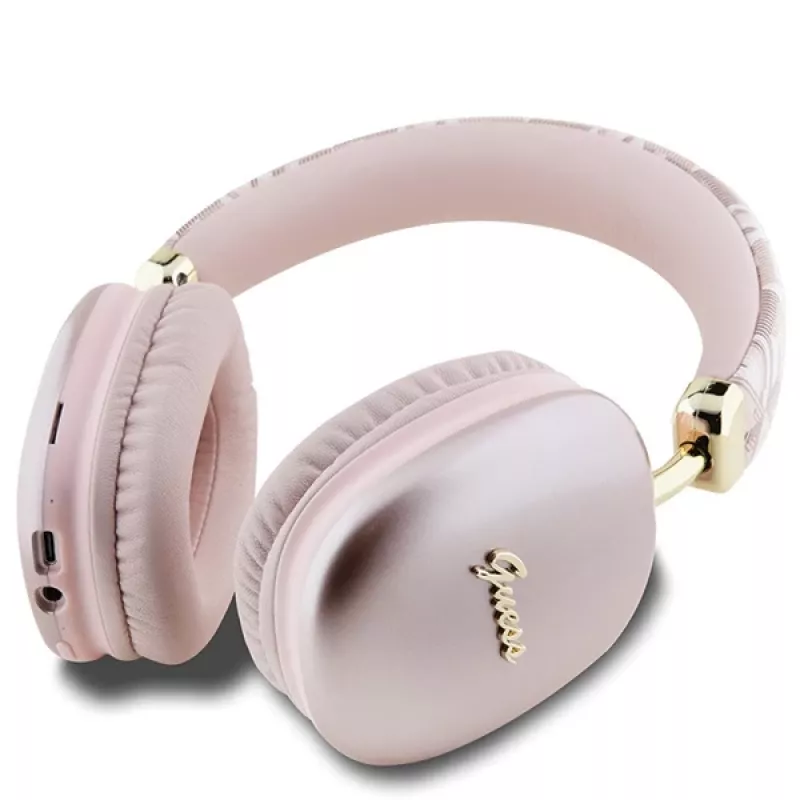 Guess Gcube Metallic Script Logo on-ear Bluetooth -kuulokkeet pinkki