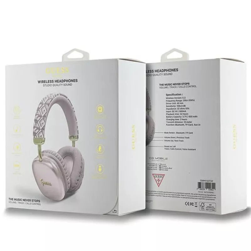 Guess Gcube Metallic Script Logo on-ear Bluetooth -kuulokkeet pinkki