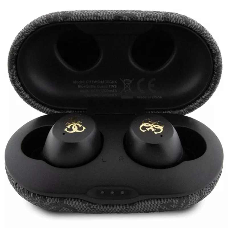 Guess 4G Metal Logo Bluetooth TWS ENC -nappikuulokkeet latauskotelolla (musta)