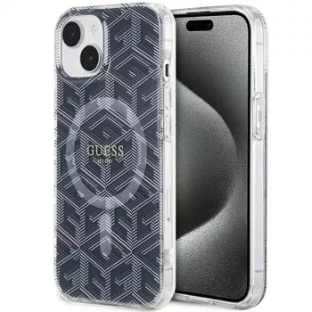 Guess GUHMP15SHGCUSTGK iPhone 15 / 14 / 13 6.1 Hardcase IML GCube MagSafe musta