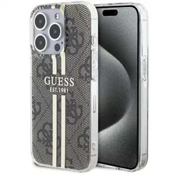 Guess GUHCP15LH4PSEGW iPhone 15 Pro 6.1 Hardcase IML 4G Gold Stripe ruskea