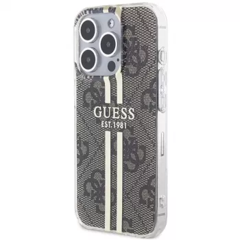 Guess GUHCP15LH4PSEGW iPhone 15 Pro 6.1 Hardcase IML 4G Gold Stripe ruskea