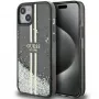 Guess GUHCP15MLFCSEGK Liquid Glitter Gold Stripes Hard Case iPhone 15 Plus / 14 Plus 6,7 inch - musta