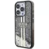 Guess GUHCP15LLFCSEGK iPhone 15 Pro 6.1 Hard Case Liquid Glitter Gold Stripes musta
