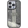 Guess GUHCP15LLFCSEGK iPhone 15 Pro 6.1 Hard Case Liquid Glitter Gold Stripes musta