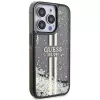 Guess GUHCP15LLFCSEGK iPhone 15 Pro 6.1 Hard Case Liquid Glitter Gold Stripes musta