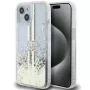 Guess GUHCP15MLFCSEGT iPhone 15 Plus / 14 Plus 6,7 inch läpinäkyvä kova kuori Liquid Glitter Gold Streifen