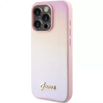 Guess Saffiano Iridescent Script Hard Case Apple iPhone 14 Pro Max 6,7 - pinkki