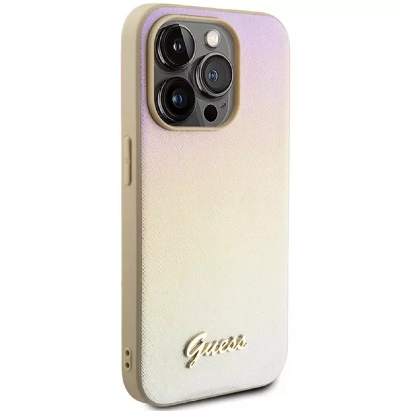 Guess GUHCP14XPSAIRSD Saffiano Iridescent Script Hard Case Apple iPhone 14 Pro Max 6,7