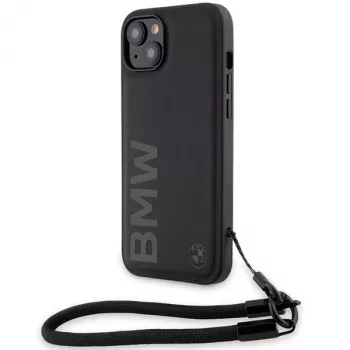 BMW Signature Leather Wordmark Hard Case iPhone 15 / 14 / 13 6,1 inch - musta