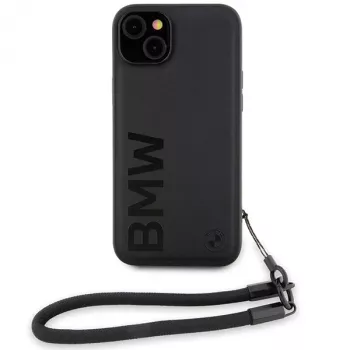 BMW Signature Leather Wordmark Hard Case iPhone 15 / 14 / 13 6,1 inch - musta