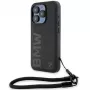 BMW Signature Leather Wordmark Cord Hard Case iPhone 15 Pro 6.1 musta