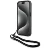 BMW Signature Leather Wordmark Cord Hard Case iPhone 15 Pro 6.1 musta