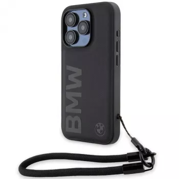 BMW Signature Leather Hard Case iPhone 15 Pro Max 6,7 inch musta nyöri
