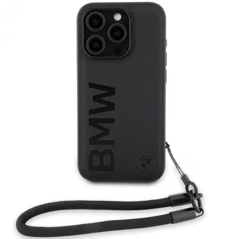 BMW Signature Leather Hard Case iPhone 15 Pro Max 6,7 inch musta nyöri