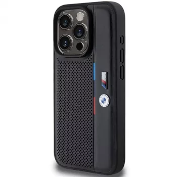 BMW Perforated Tricolor Line Hard Case Apple iPhone 15 Pro 6.1 musta