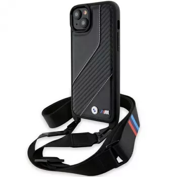 BMW BMHCP15S23PSCCK iPhone 15 / 14 / 13 musta Hardcase M Edition Carbon Stripe & Strap