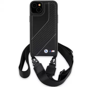 BMW BMHCP15S23PSCCK iPhone 15 / 14 / 13 musta Hardcase M Edition Carbon Stripe & Strap