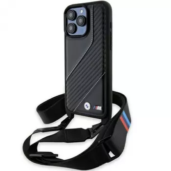 BMW BMHCP15L23PSCCK iPhone 15 Pro 6.1 musta Hardcase M Edition Carbon Stripe & Strap