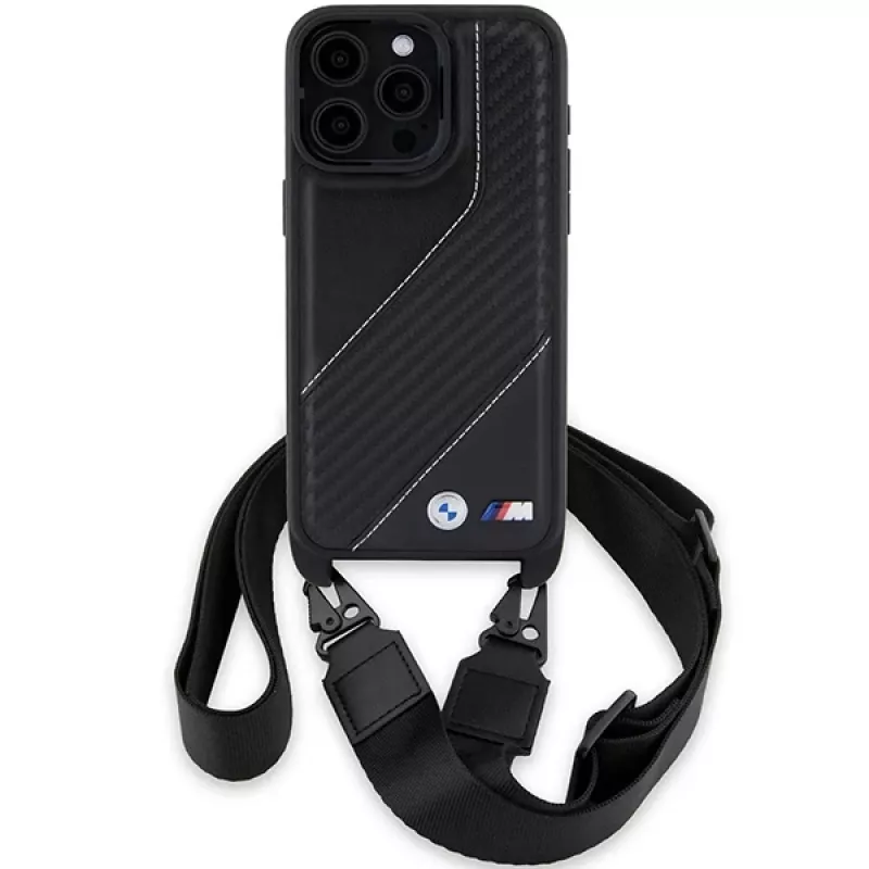 BMW BMHCP15L23PSCCK iPhone 15 Pro 6.1 musta Hardcase M Edition Carbon Stripe & Strap