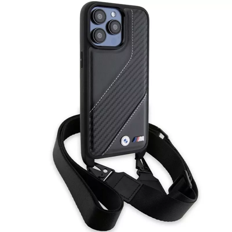 BMW BMHCP15L23PSCCK iPhone 15 Pro 6.1 musta Hardcase M Edition Carbon Stripe & Strap