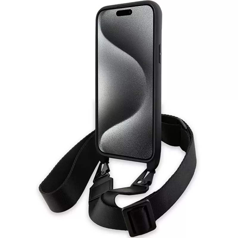 BMW BMHCP15S23PSVTK iPhone 15 / 14 / 13 musta Hardcase M Edition Carbon Tricolor Lines & Strap